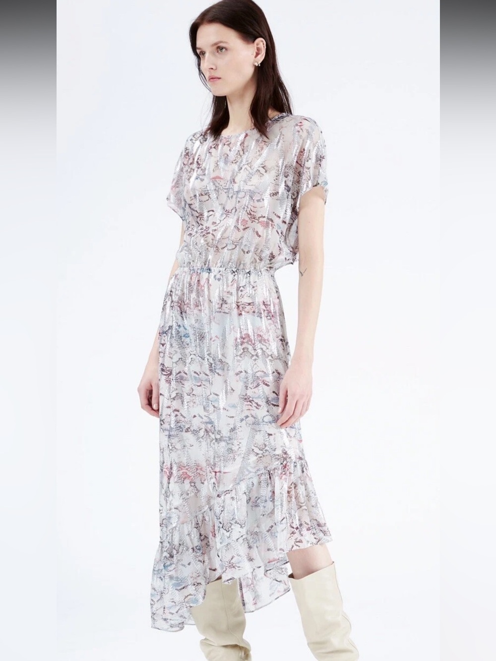 IRO Paris Metallic Snakeskin Midi Dress Size
34 (US 2) Silk Blend